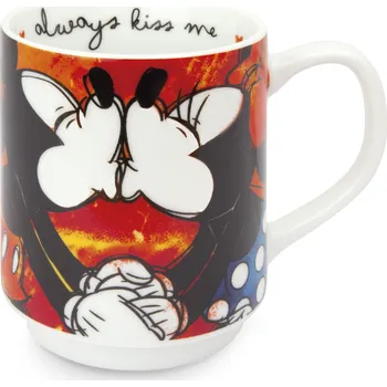 Egan Italy Egan - Porcelánový hrnek Disney Mickey Mouse, Polibek červený podklad - 350 ml