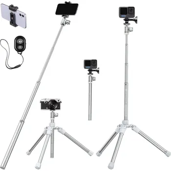 Stativ a selfie tyč v jednom K&F Concept E224A3+BH-18 stříbrný (univerzální stativ na focení nebo vlogování KF09.120)