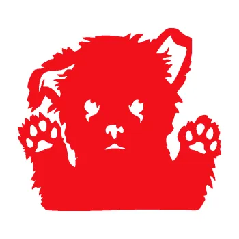 Polep vozidla SAMOLEPKA Pes 189 levá kouká z okna (10 - červená) NA AUTO, NÁLEPKA, FÓLIE, POLEP, TUNING, VLASTNÍ TEXT, TISK, AUTOSAMOLEPKY.cz, POLEPY, OBRÁZEK, LOGO, SAMOLEPKY