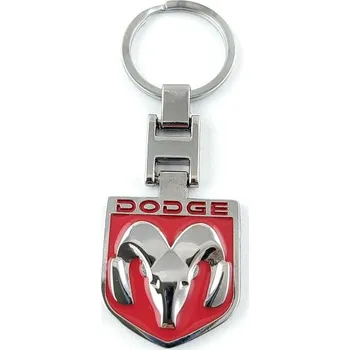 Přívěšek na klíče DODGE červený kovový, včetně kroužku na klíče