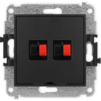 Elektrická zásuvka KARLIK Dvojitá zásuvka pro reproduktory, bez popisového pole Barva: Matná černá
