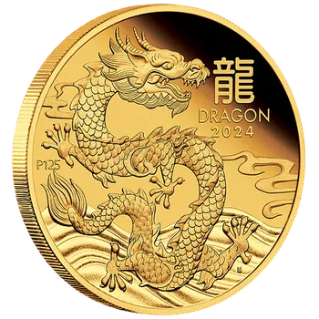 Lunární série III. - zlatá mince Year of the Dragon (Rok draka) 1/10 Oz 2024 PROOF