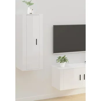Nábytek vidaXL Nástěnná TV skříňka 40x34,5x100 cm [816683] Barva: bílá s vysokým leskem