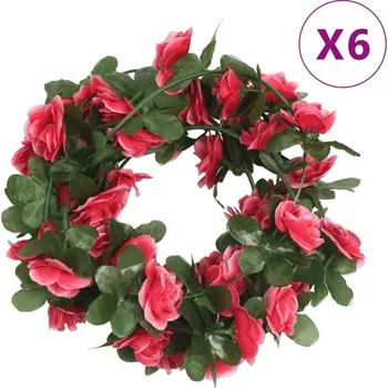 Vánoční dekorace vidaXL Vánoční květinové girlandy 6 ks 250 cm [359037] Barva: spring rose red