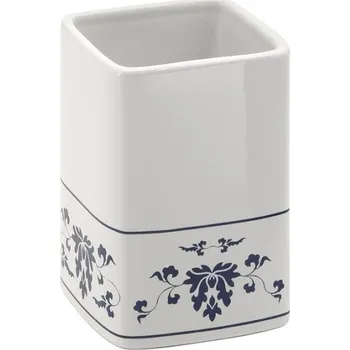 Držák na kartáček CIXI sklenka na postavení, porcelán, bílá/modrá CX9889