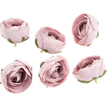 umělá květina DP Craft Květiny látkové pivoňky pudrově růžové, 5cm 6ks