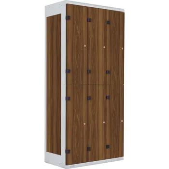 TRITON šatní skříň se 6 boxy kov-lamino T1970, šedá - ořech + doprava zdarma