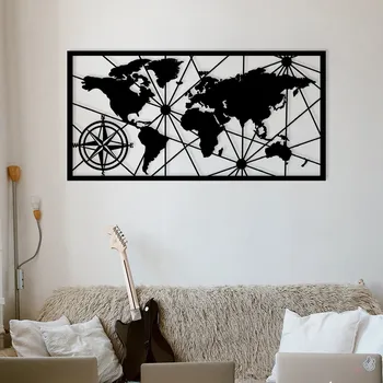 Bytová dekorace ASIR Nástěnná dekorace kov MAPA SVĚTA 120 x 60 cm