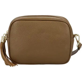 Kabelka Dámská kožená crossbody kabelka pískově hnědá - ItalY Kriane G hnědá