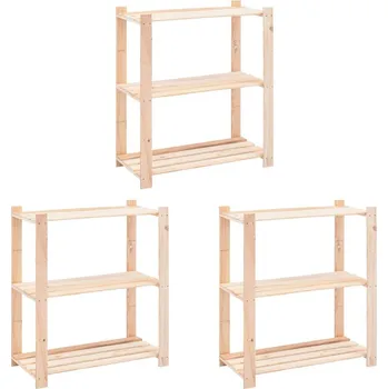 Dílenský regál vidaXL Regály 3 police 3 ks 80 x 38 x 90 cm masivní borovice 150 kg [3051118]