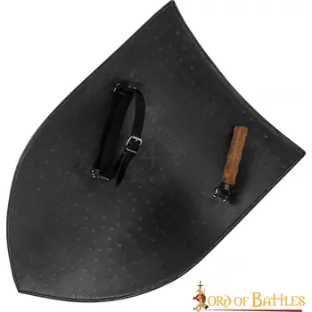 Replika zbraně Lord of Battles Železný štít 70x45cm připravený na malbu černý