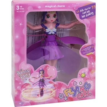 Panenka MADE Panenka na ovládání, létá, fialová 19cm