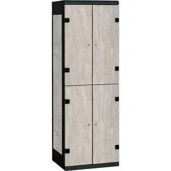 TRITON šatní skříň se 4 boxy s lavicí kov-lamino T1970, černá - beton + doprava zdarma