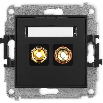 Elektrická zásuvka KARLIK Zásuvka pro reproduktor s konektory typu "banán" - kroucený Barva: Matná černá