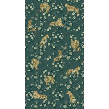 Tapeta Eijffinger Zelená vliesová obrazová tapeta na zeď, šelmy, květiny, 333553, Festival, Eijffinger, velikost 2,8 x 1,5 m