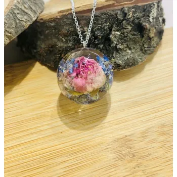 Náhrdelník VitaliaArt | Náhrdelník z pravých květů velký růže, mech, pomněnky, ozothamnus - Vitalia Art 0001733