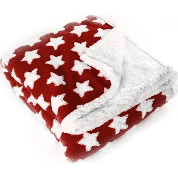 deka B.E.S. - Petrovice, s.r.o. Deka s beránkem Wish mikroflanel dárkové balení - červená s hvězdičkami Rozměr: 130x160