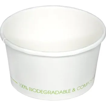 Jednorázové nádobí Miska papírová na polévku BIO 12oz 350ml, 115mm 100% kompostovatelná - 500 ks