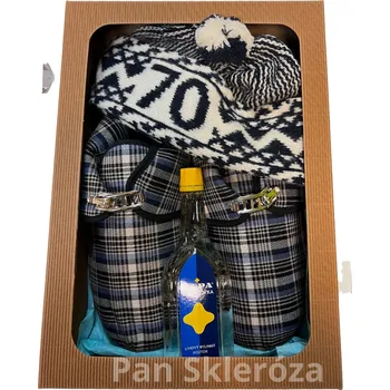 Čepice Pegres Bačkory s přezkou, narozeninová zmijovka 70 a francovka v dárkové krabici