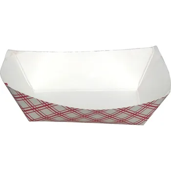 Jednorázové nádobí Miska papírová 155x110x35mm bílá tisk mřížka - 1000 ks