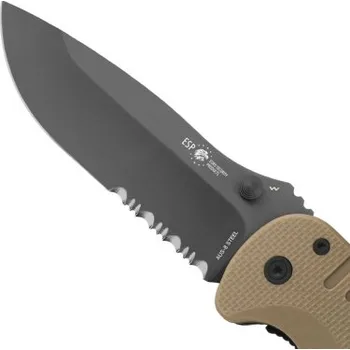 kapesní nůž Zavírací záchranářský nůž, ESP, Khaki, Kombinované ostří