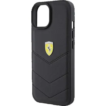 Pouzdro na mobilní telefon Ferrari Quilted Metal Logo pouzdro / kryt pro Apple iPhone 15 (6,1") černé
