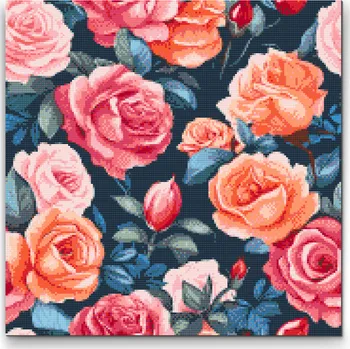 Diamantové malování Diamantové malování - Květinové pozadí - Růže Velikost: 50x50cm, Rámování: Pouze srolované plátno, Diamanty: Kulaté
