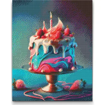 Diamantové malování Diamantové malování - Narozeninový dort Velikost: 30x40cm, Rámování: Pouze srolované plátno, Diamanty: Kulaté