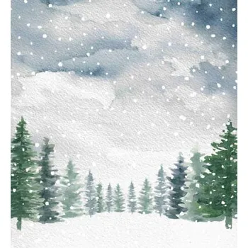 Plakát Plakát, Obraz - Watercolor Winter Snow Pine Trees Background, Electric_Crayon