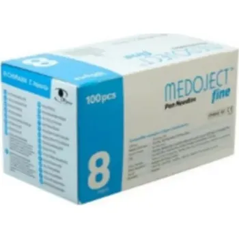 Injekční jehla Jehla do inzulinového pera Medoject Fine – 31 G—8 mm, světle modrá, 100 ks