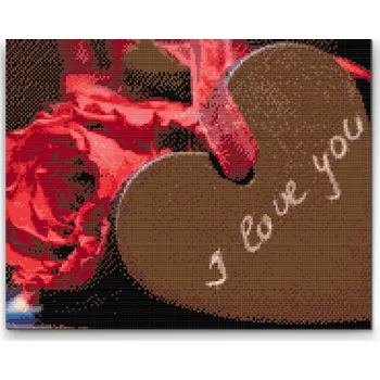 Diamantové malování Diamantové malování - Růže a srdce Velikost: 30x40cm, Rámování: Pouze srolované plátno, Diamanty: Čtvercové