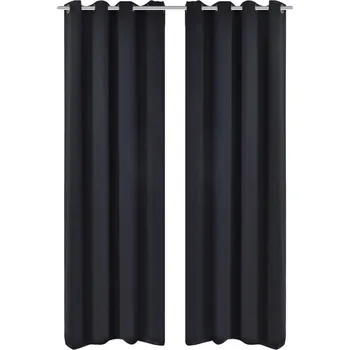 vidaXL Zatemňovací závěsy s kovovými oky, 2 ks, 135x245 cm, [130373] Barva: Černá