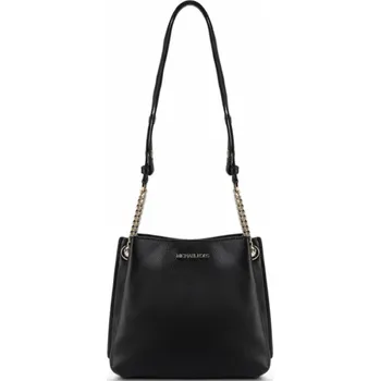 Michael Kors kožená kabelka Teagen crossbody black gold černá