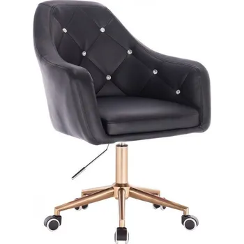 LuxuryForm DESIGN Kosmetické křeslo ROMA na zlaté podstavě s kolečky - černé