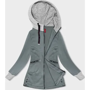 Dámská mikina Šedozelená dámská mikina se svetříkovou kapucí (AMG-312A) odstíny zelené M (38)