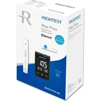 Glukometr Rightest Max Plus s bluetooth—Přístroj, autolanceta a lancety v sadě