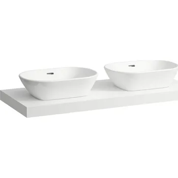 Nábytek Lani - umyvadlová deska 120 cm, s výřezem vlevo a vpravo, vč. 2 nástěnných držáků, bílá matná H4046741122601