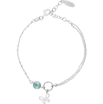 Náramek Stříbrný náramek s křemenem - motýl - AP536-8467