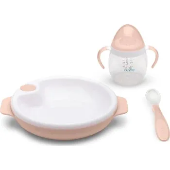 dětská jídelní sada NUVITA Set termotalířku se silikonovou lžičkou a hrnečkem English Rose