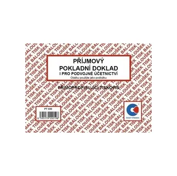 Tiskopis Baloušek PT030, příjmový pokladní doklad pro podvojné účetnictví A6 samopropis 50 listů- výprodej posledních 29ks