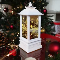 4L Vánoční LED lucerna bílá sněhulák teplá bílá