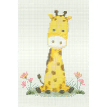 Diamantové malování Diamantové malování - Žirafka s květinami Velikost: 20x30cm, Rámování: Pouze srolované plátno, Diamanty: Kulaté