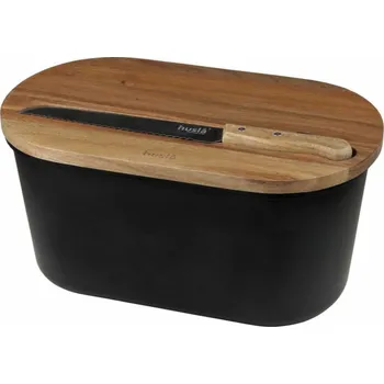 chlebník Husla chlebník z bambusu a oceli s prkénkem (73935)