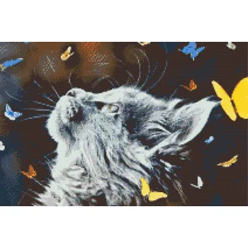 Diamantové malování Diamantové malování - Kotě mezi motýly Velikost: 40x60cm, Rámování: Pouze srolované plátno, Diamanty: Čtvercové