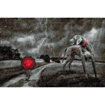 Diamantové malování Diamantové malování - Venčení v dešti Velikost: 40x60cm, Rámování: Pouze srolované plátno, Diamanty: Kulaté