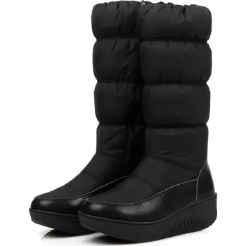 Dámské polobotky Prošívané zimní kozačky péřové boty s kožíškem Barva: Černá, Velikost: 44