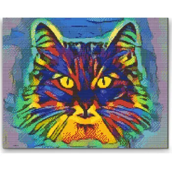 Diamantové malování Diamantové malování - Barevná kočka 2 Velikost: 30x40cm, Rámování: Pouze srolované plátno, Diamanty: Kulaté