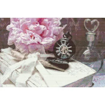 Diamantové malování Diamantové malování - Kapesní hodiny a pivoňka Velikost: 40x60cm, Rámování: Pouze srolované plátno, Diamanty: Kulaté