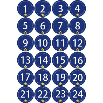 samolepka Samolepky Adventní, MODRÁ čísla 1-24, 1arch