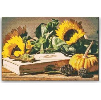 Diamantové malování Diamantové malování - Dýně a slunečnice Velikost: 40x60cm, Rámování: Pouze srolované plátno, Diamanty: Čtvercové
